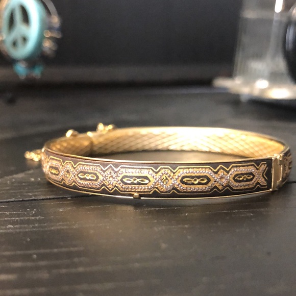 Bohemian graphic style print Gold bracelet - Picture 3 of 6